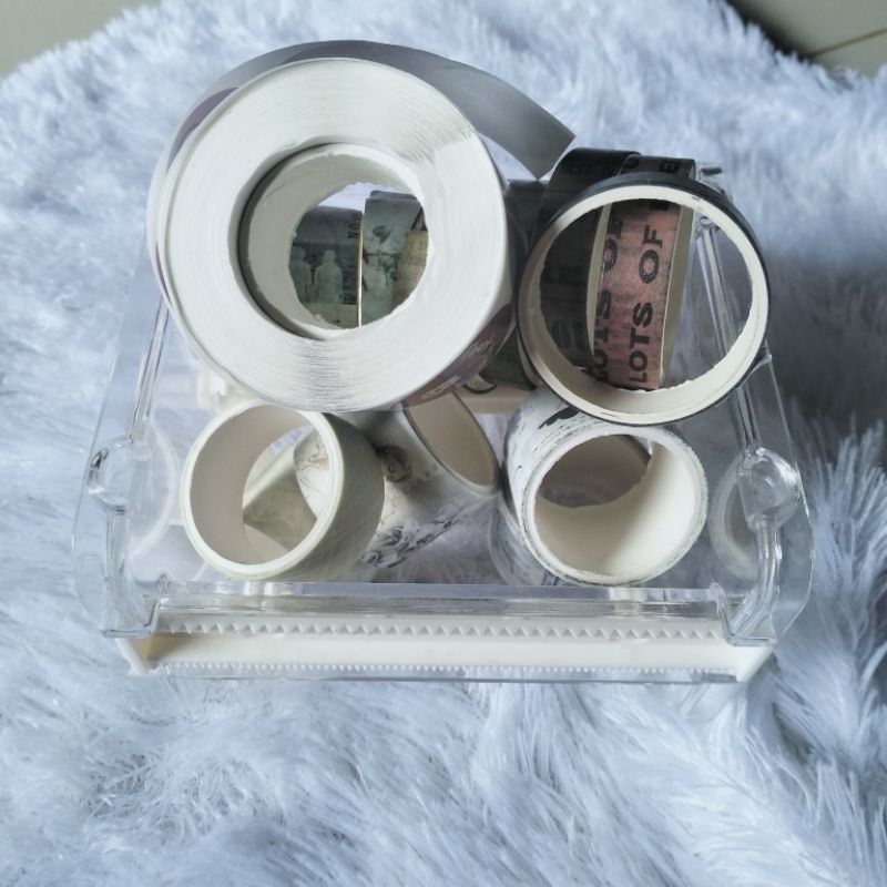 

(PREELOVED) dispenser washi tape isolasi/solatip kecil pemotong cepat sticker thank you murah set