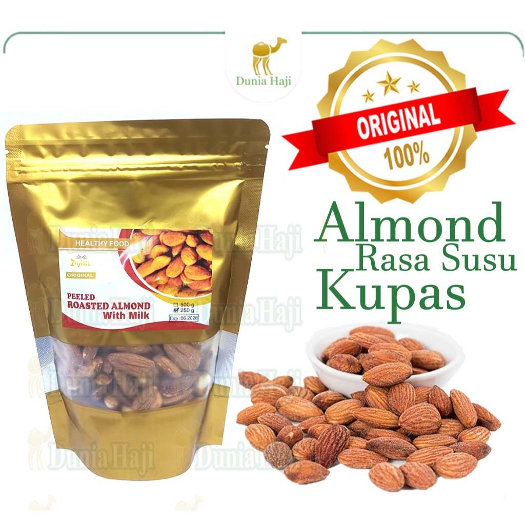 

bGF Kacang Almond Kupas Rasa Susu Almond Arab With Milk Tanpa Cangkang Roasted Matang