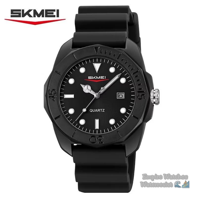 Jam Tangan Skmei 2393 Pria Cowok Analog Tanggal Aktif Strap Rubber Kualitas Original Waterproof