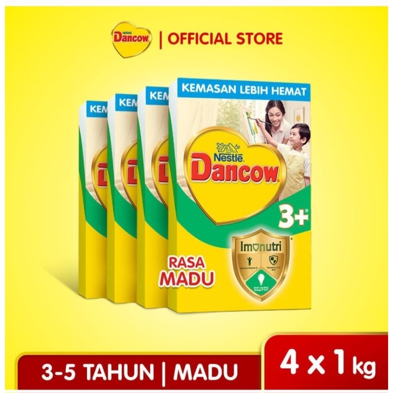 

Dancow monthly pack-Dancow 1+/3+/5+ susu pertumbuhan rasa madu box mandle 4x 1kg