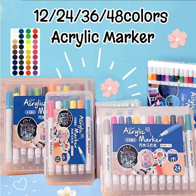 

（COD）Pen Akrilik Marker Warna Cepat Kering Tahan Air Menggambar Kreativitas Seni Edukasi Anak