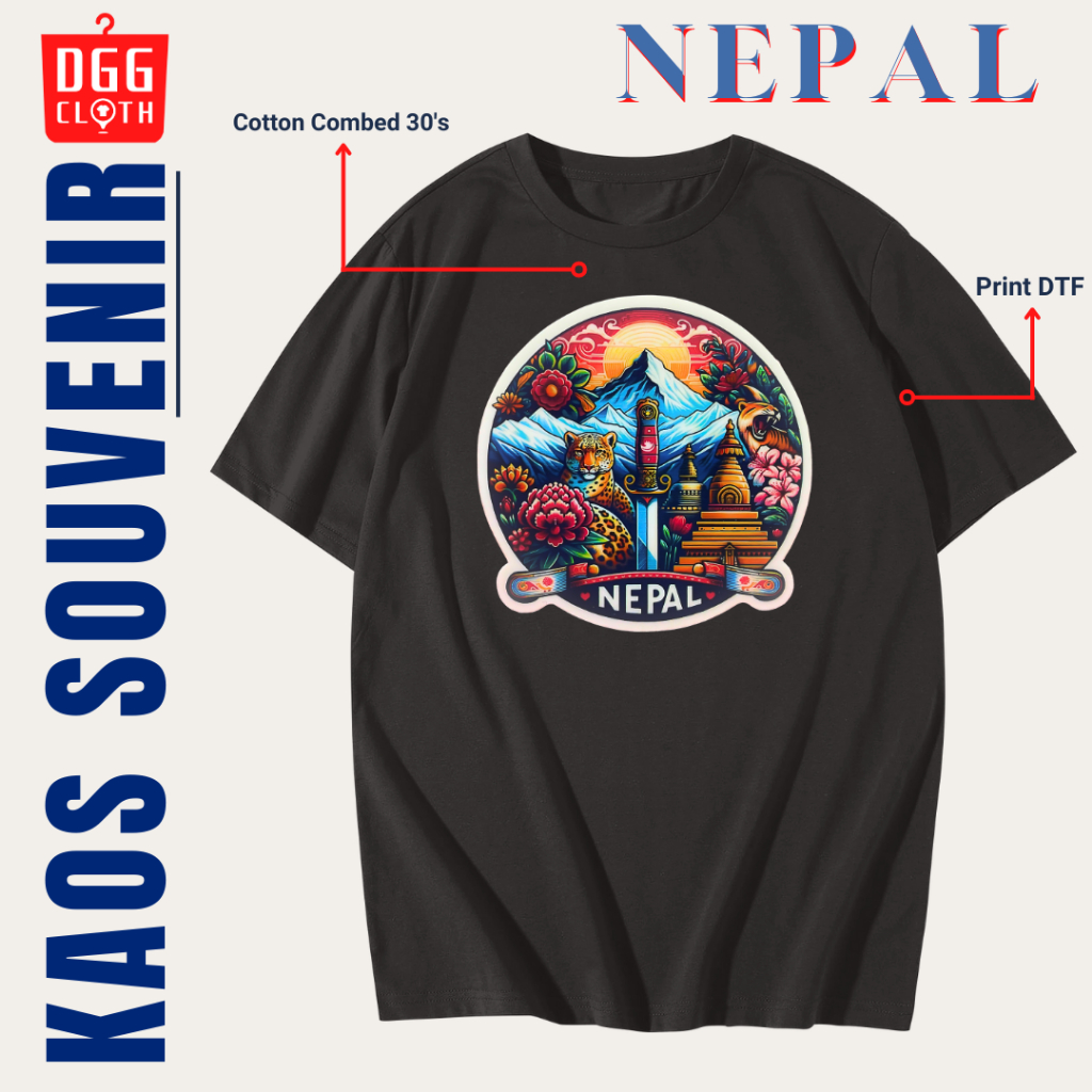 DGGClothing Kaos Oleh-Oleh Nepal Tshirt Baju Souvenir Nepal Terbaru Dewasa Anak Banyak Varian Gambar