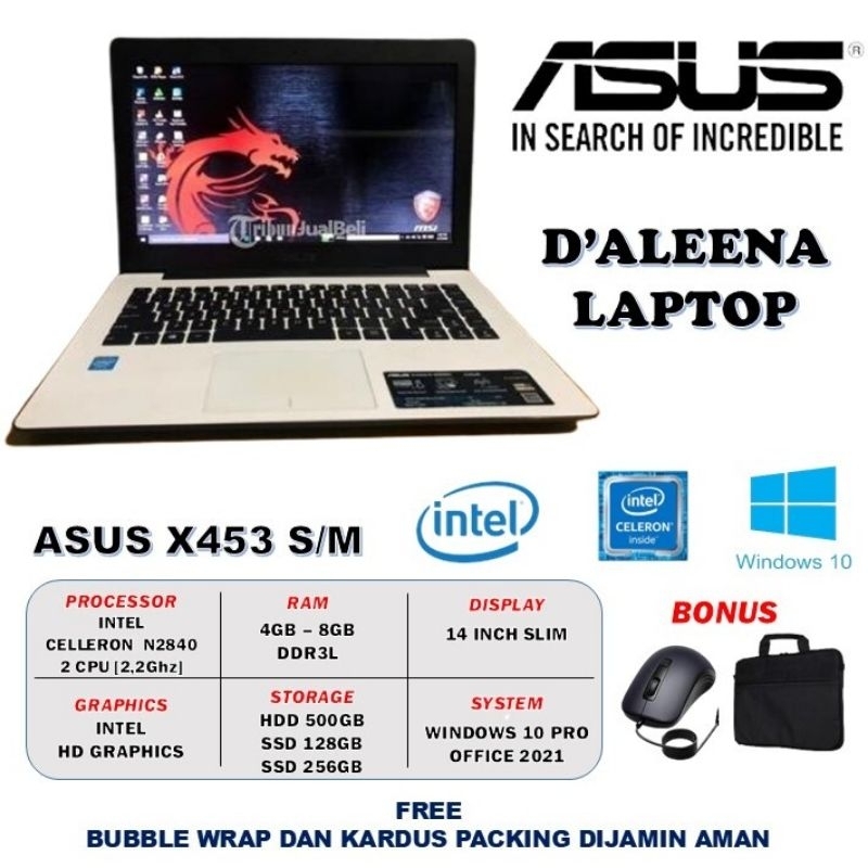 LAPTOP ASUS X453 SLIM RAM 8 GB SSD 256 GB LAPTOP PELAJAR LAPTOP MAHASISWA LAPTOP PEKERJA LAPTOP SLIM