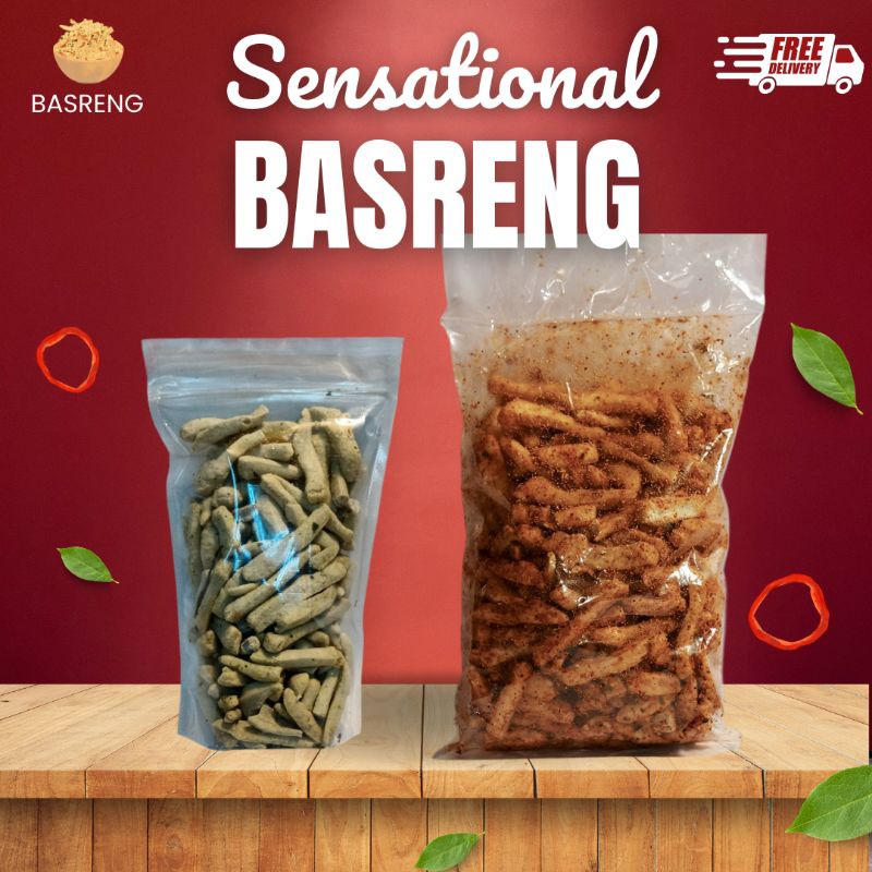 

700Gram Stik Basreng Mix Original & Pedas Daun Jeruk Sensational Baso Goreng Renyak Kriuk Cemilan Snack