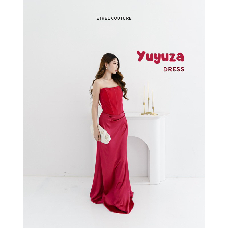 [𝗥𝗘𝗔𝗗𝗬] ETHEL COUTURE - Yuyuza Pink Tube Maxi Gown /Terusan Gaun Dress Wanita Pesta Panjang Pernikah