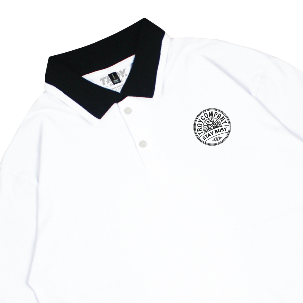 Troy Company Cotton Rugby Polo Shirt White Kings - Kaos Polo Putih PR 3003