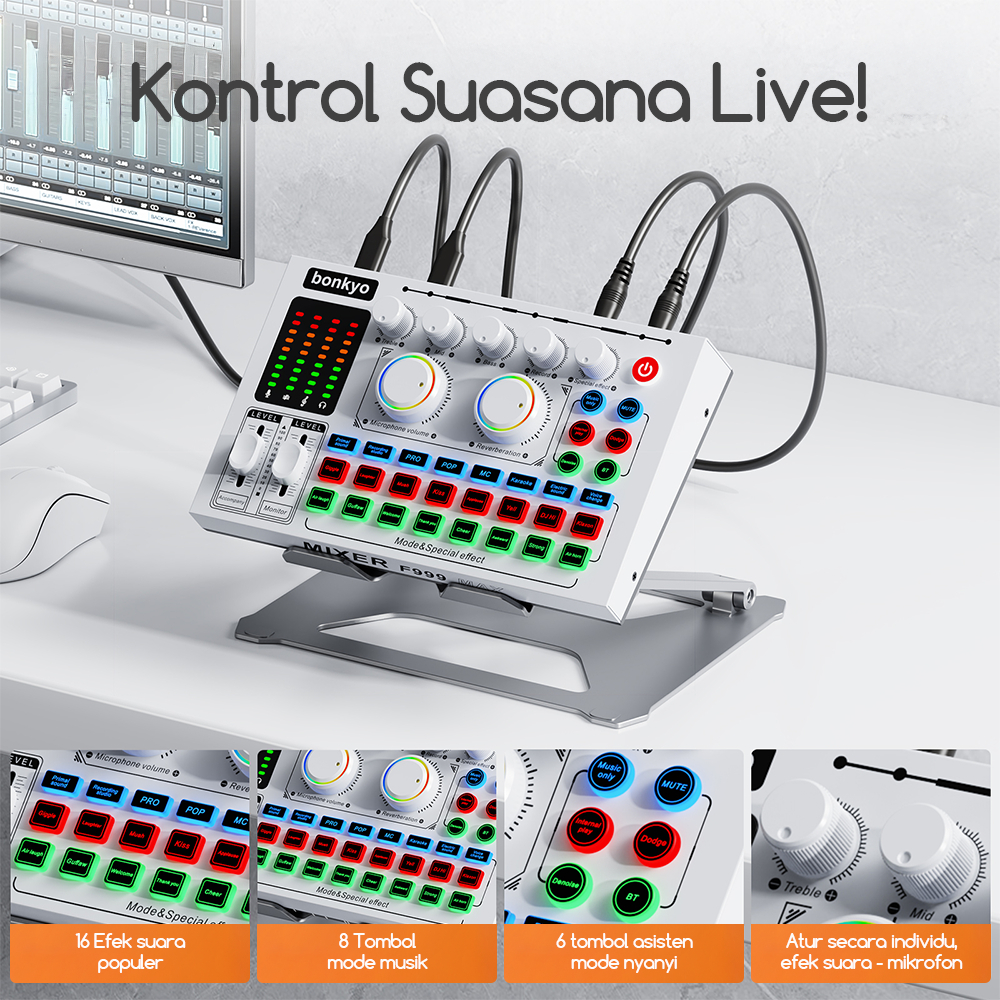 PWRFM BONKYO F999MAX SOUND CARD LIVE BROADCAST EQUIPMENT FULL SET BLUETOOTH LIVE SOUND CARD F999