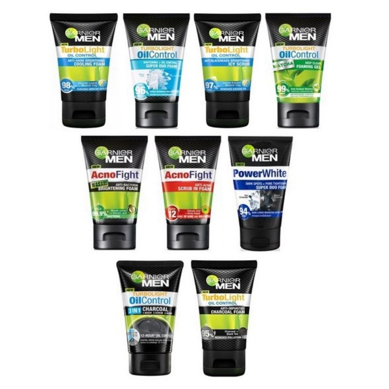 Fadevi - Garnier Men Facial Wash 100Ml | Turbo Bright | Charcoal | Icy Clay Complex | Anti Acne Scru