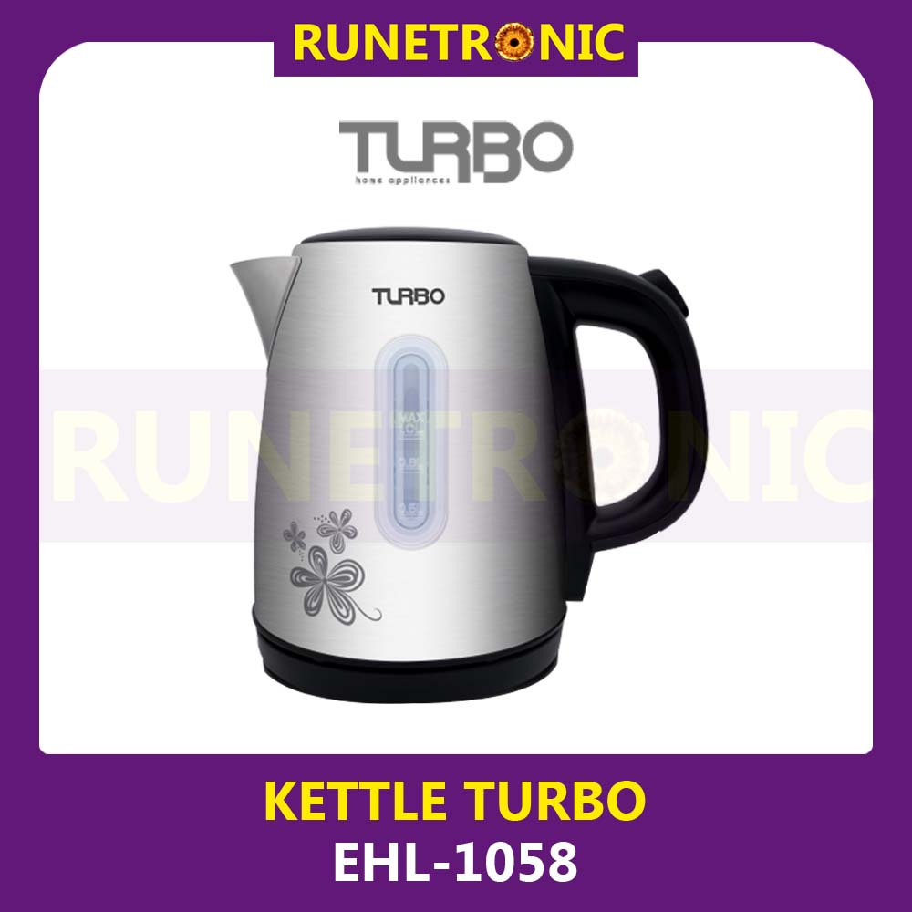 KETTLE LISTRIK TURBO EHL-1058 TEKO PEMANAS AIR TURBO EHL1058 1Liter 500 WATT STAINLESS STEEL GARANSI