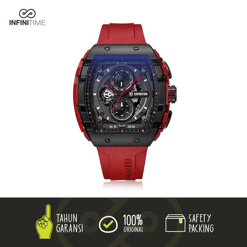 Jam Tangan Expedition E6782 E 6782 Sport Red  Black Merah Hitam Pria