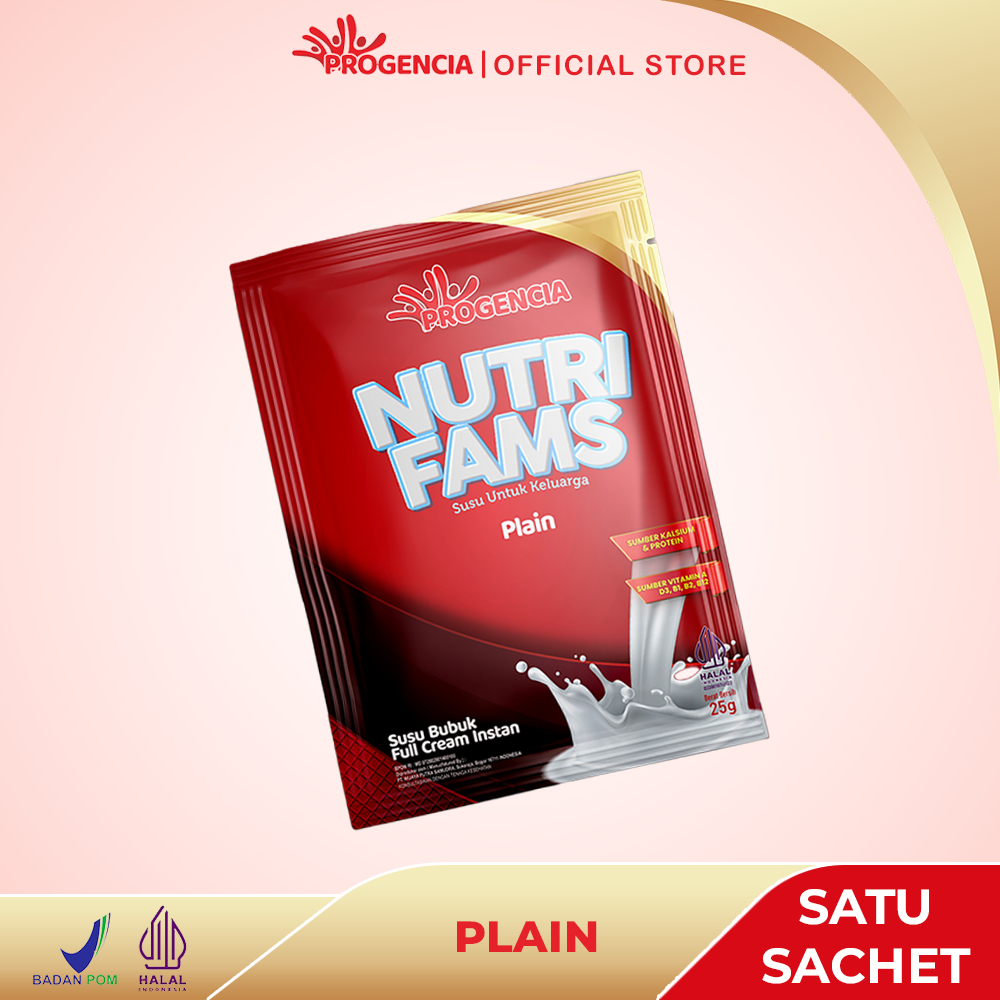 

PROGENCIA - Nutri Fams Susu Bubuk Rasa Plain, Vanilla , Coklat Sachet 25gr