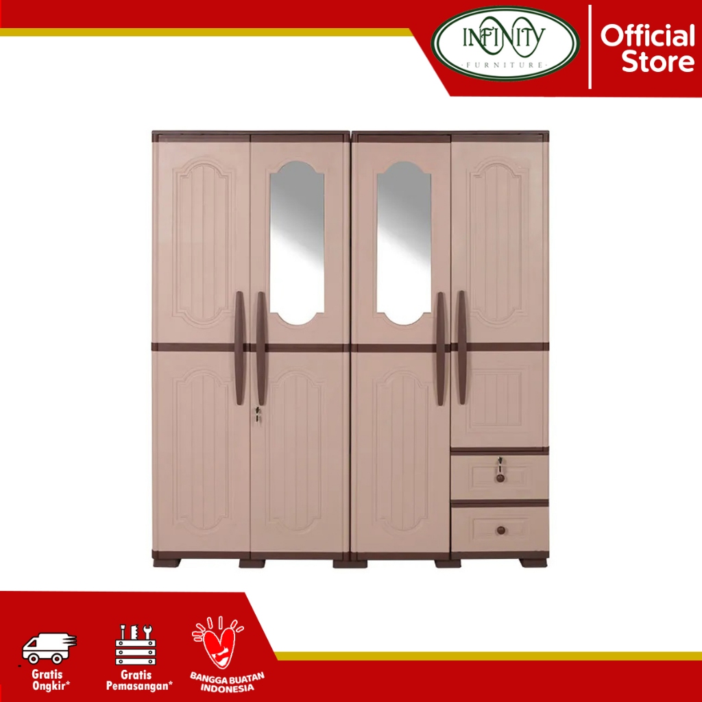 Lemari Pakaian Plastik 4 Pintu OTC WOOD 4P