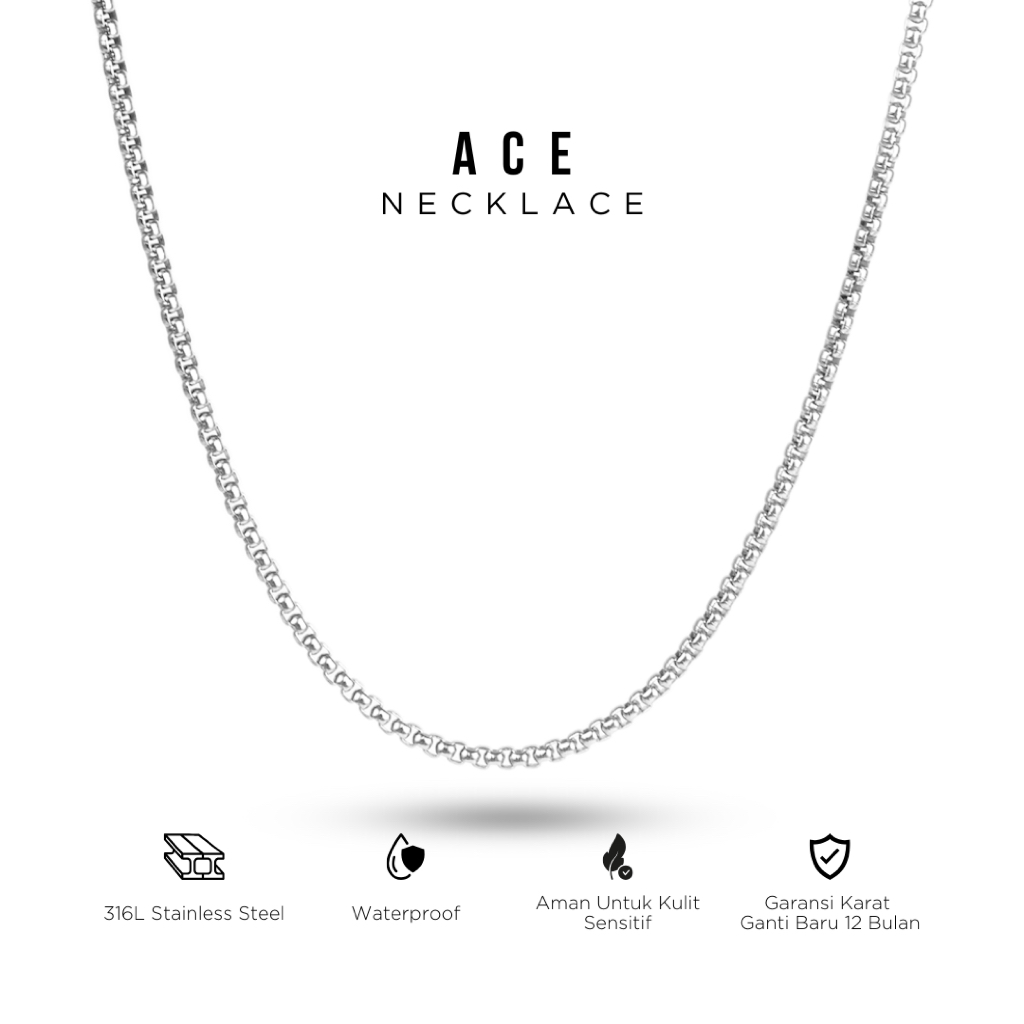 PROJECT NINETYSEVEN - Ace Necklace - Kalung Titanium Pria Wanita Anti Karat