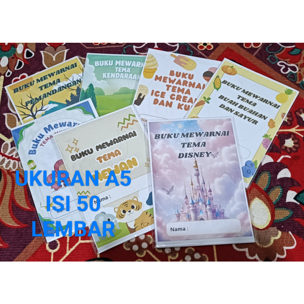 

50 Lembar Kertas Mewarnai Anak TK Ukuran A5 Kertas HVS 80 Gsm