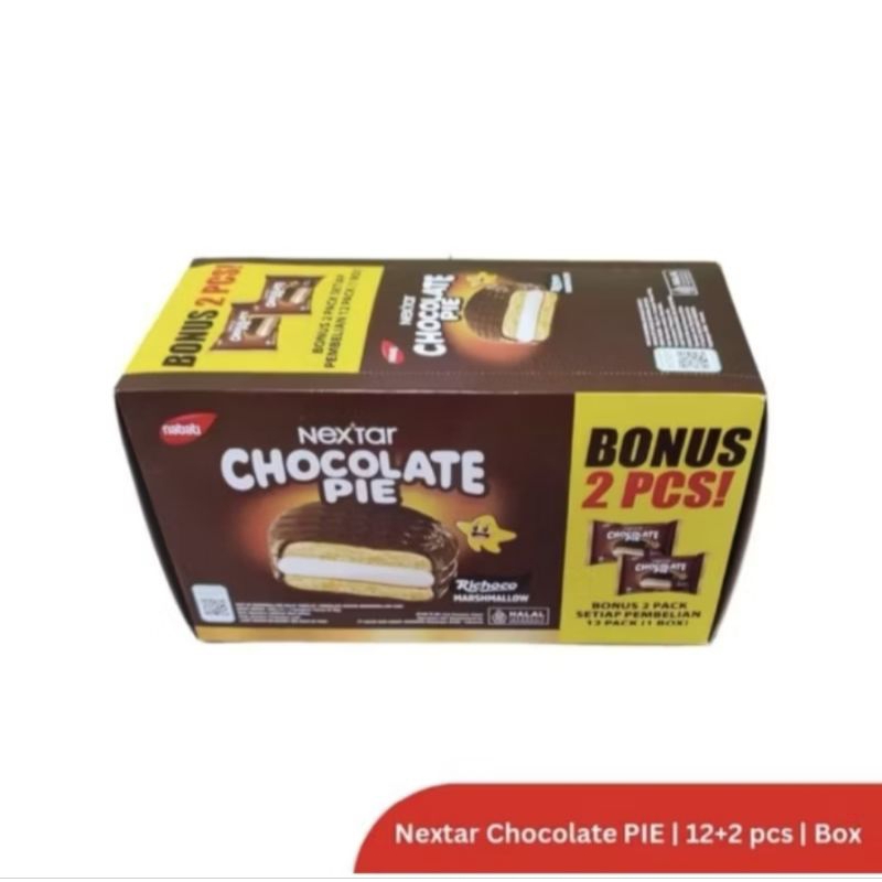 

Chocolate Pie Nextar [ 1 Pack isi 12 pcs + Bonus 2 Pcs ]