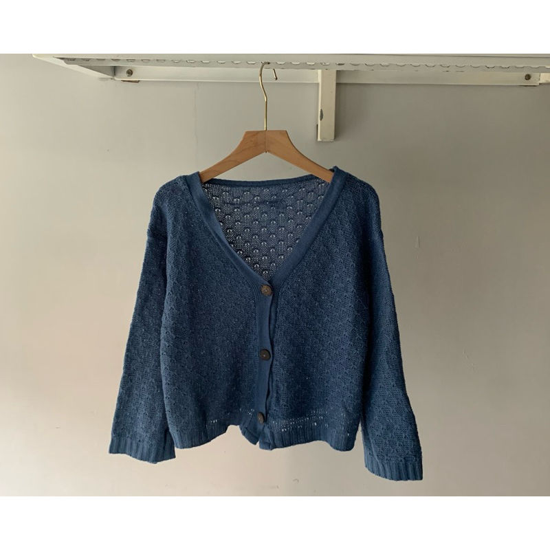 Cardigan rajut biru
