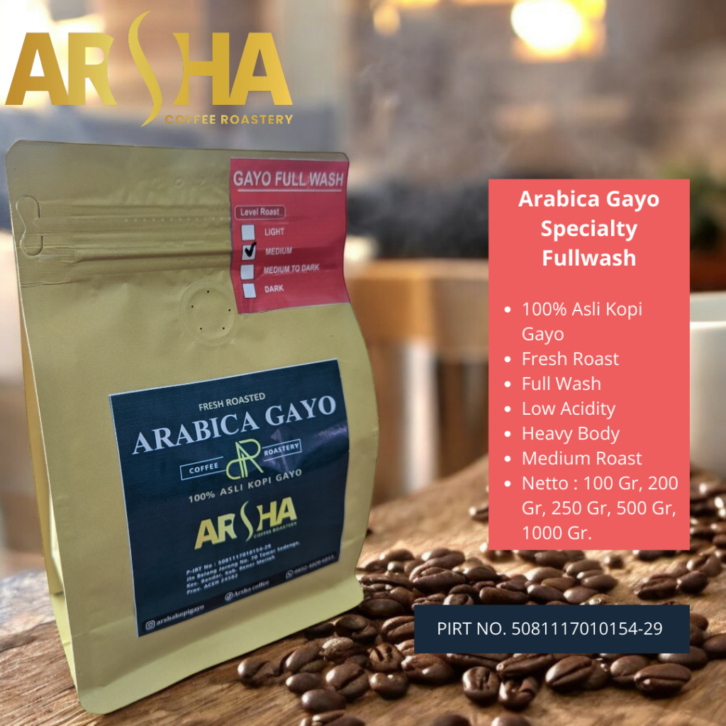 

Arsha Kopi Arabica Gayo Specialty Fullwash Roasted Bean, 100gr