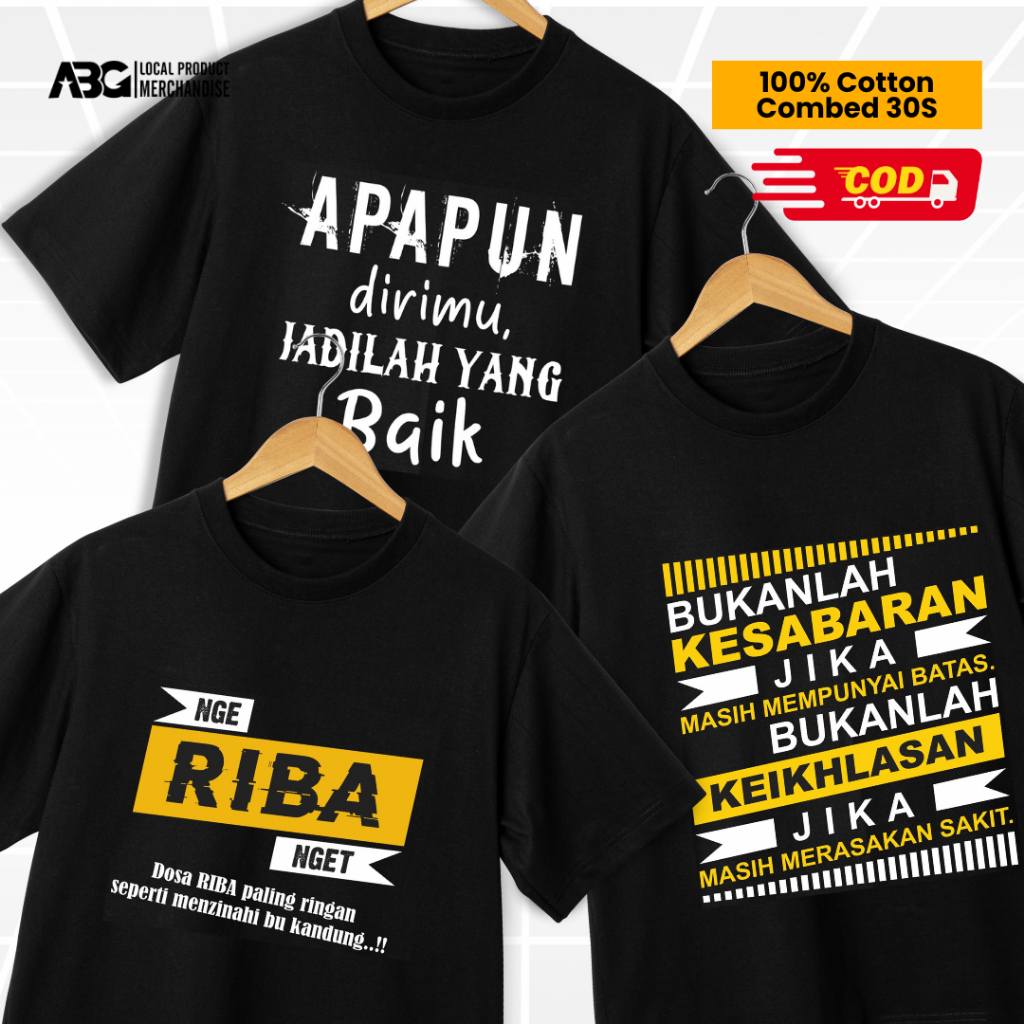 RL02 Kaos Kata Islamic Baju Katun Sablon Keren Pria Wanita Dewasa Tulisan