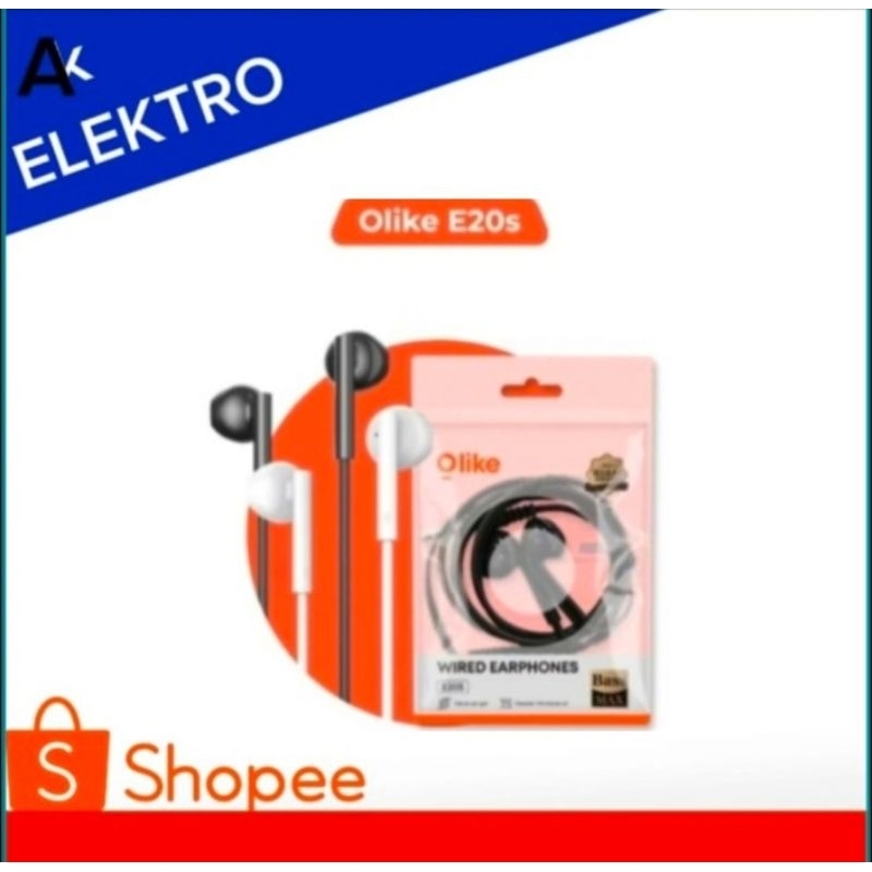 Hf Olike e20s / Olike earphone e20s warna hitam dan putih