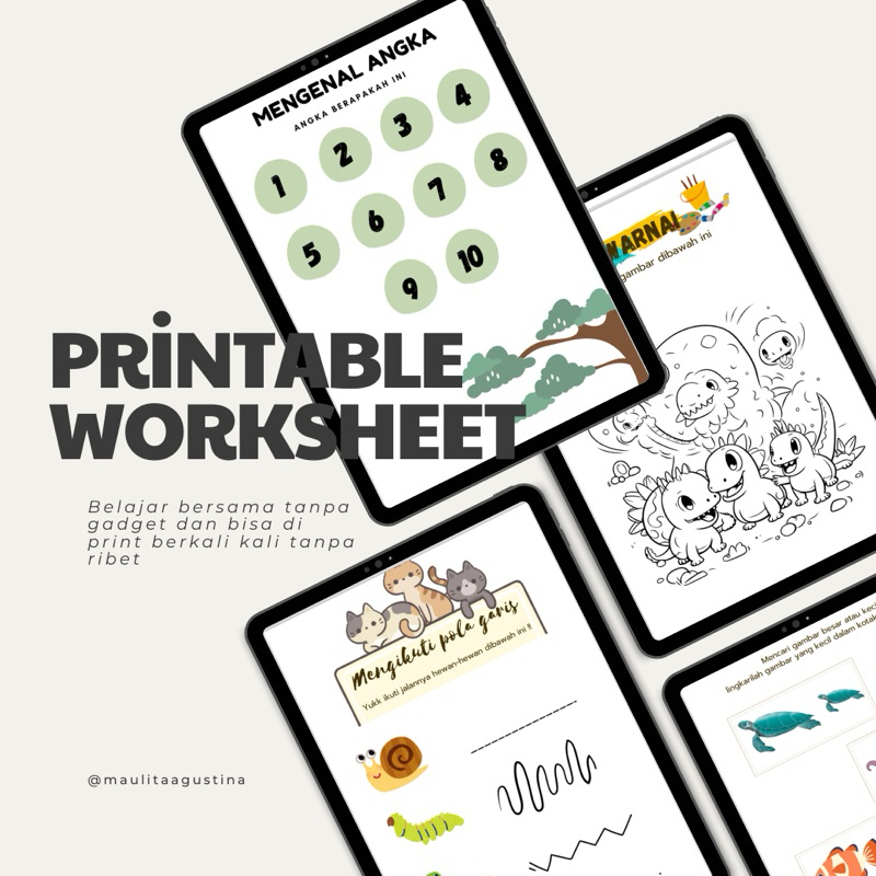 Worksheet printable Anak Usia Dini 2-5 Tahun lembar kerja anak by Maulita Agustina