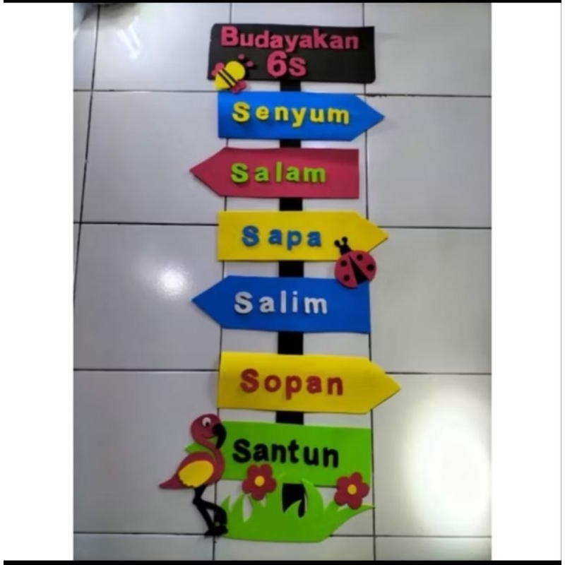 HIASAN DINDING KELAS BUDAYAKAN 6S / DEKORASI KELAS PAUD TK SD BAHAN SPON