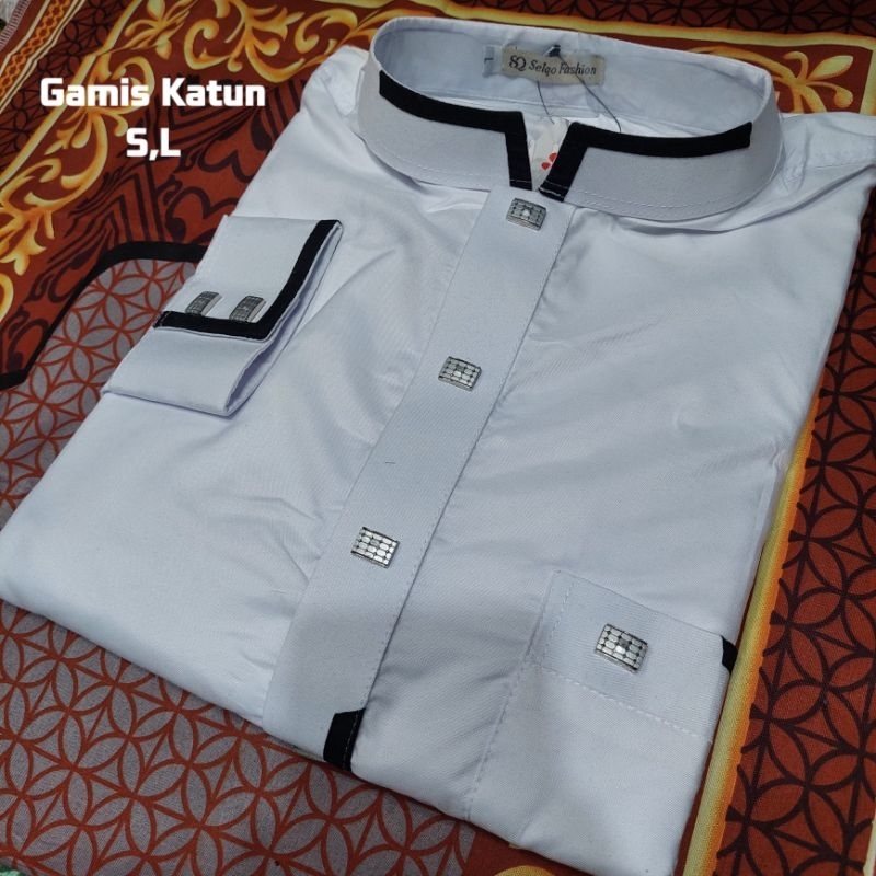 Gamis PUTIH lengan PANJANG kancing MANIK MANSIT | GAMIS dewasa PUTIH lengan PANJANG