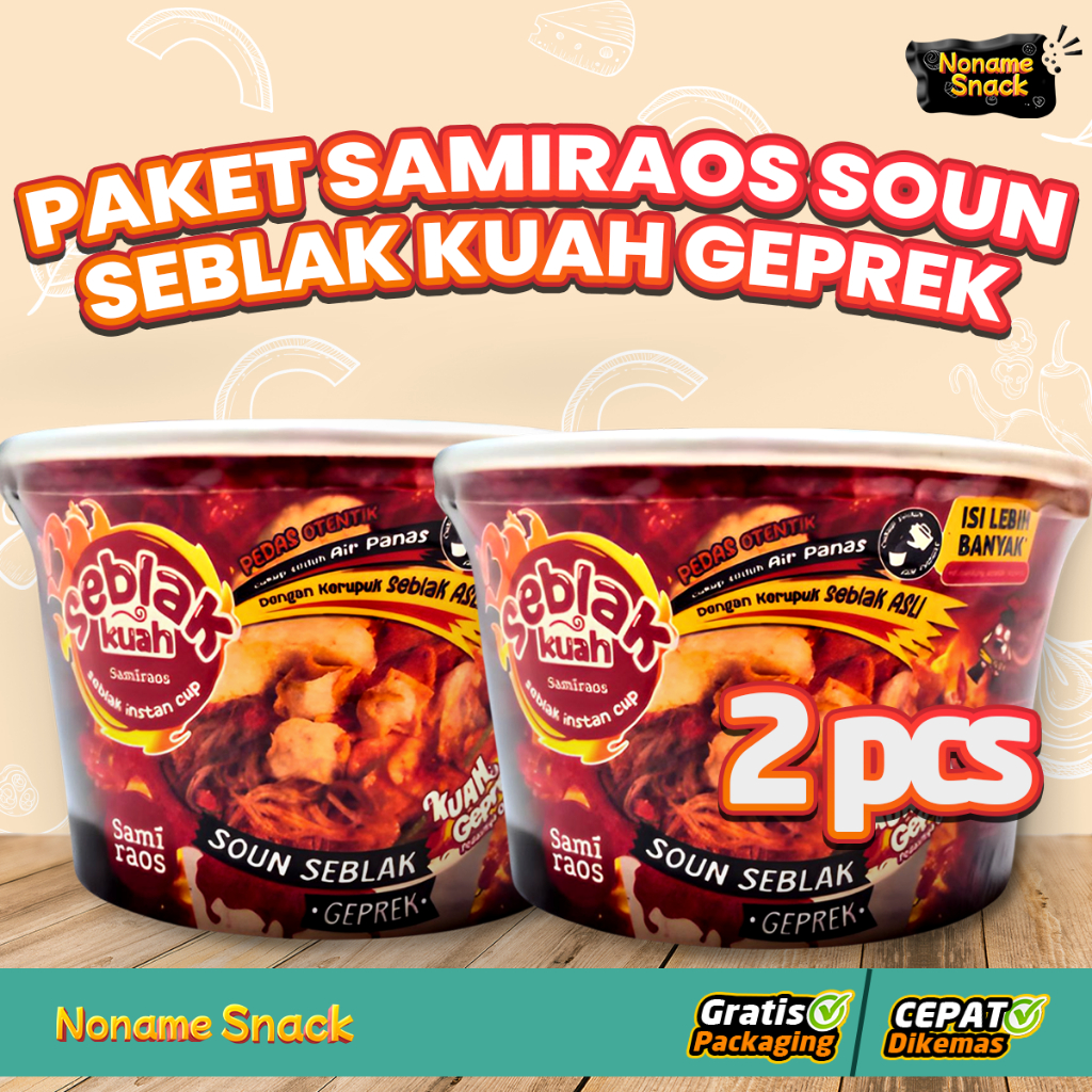 

Paket Hemat Sami Raos Seblak Soun Kuah Sambal Geprek Cup Samiraos isi 2