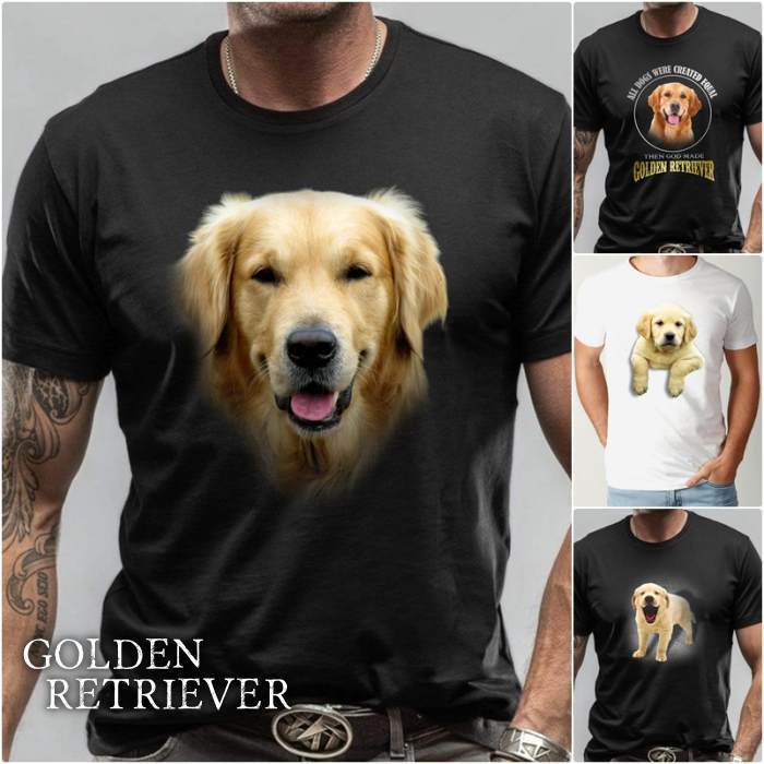 Kaos Anjing Doggy Puppy GOLDEN RETRIEVER T-shirt Baju Gambar Anjing Golden Dog Lover Distro Dewasa d