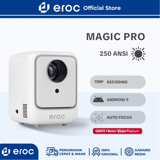 Eroc MAGIC PRO Mini Projector Full HD Decoding 2800 Lumens Android IOS Cast Netflix Compatible