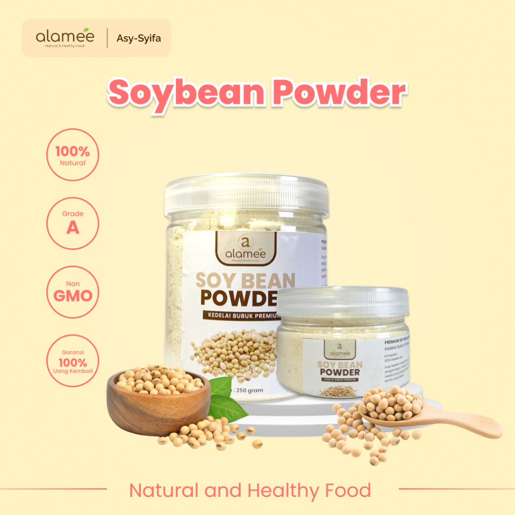 

ALAMEE Soy Milk Bean Powder PREMIUM Bubuk Susu Kacang Kedelai Murni Tinggi Protein Tanpa Gula 250gr