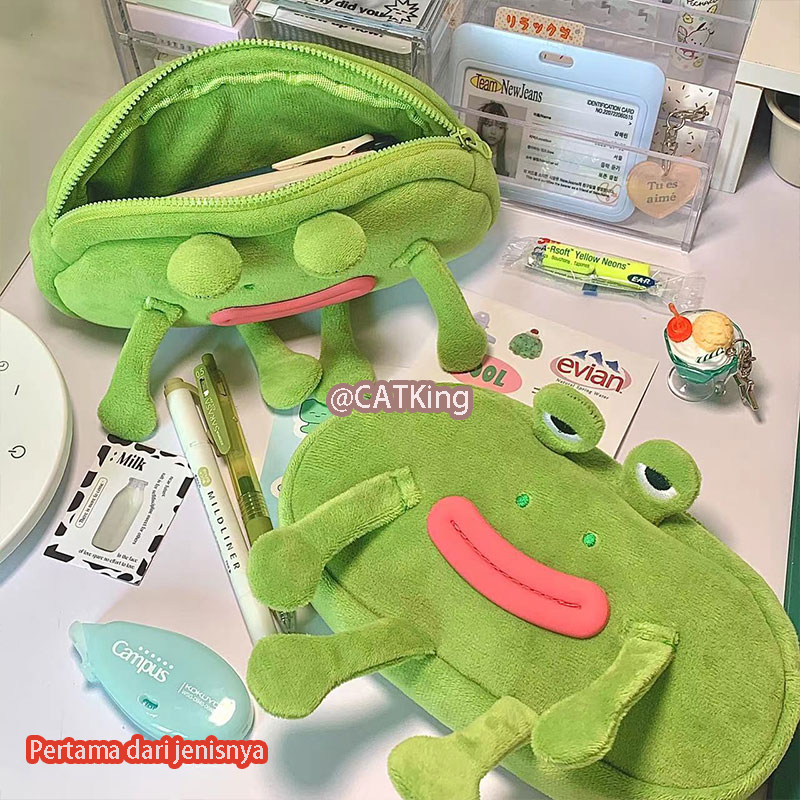 

⭐CATKing⭐【Ready】Tas pensil mewah katak tas pensil lucu tas pensil penyimpanan tas pensil baru