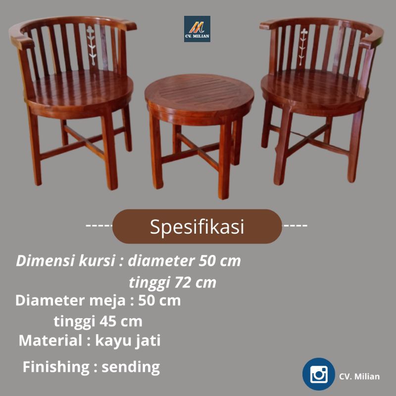 SET kursi teras santai kayu jati 2 kursi 1 meja