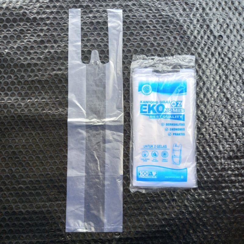 Kantong Plastik Gelas HD 2 Cup Economis ( Pak ) [ Original ]