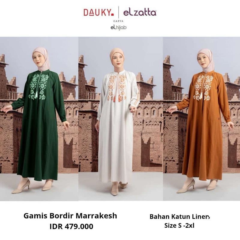 Gamis Bordir Marrakesh Elzatta Sarimbit Couple Family