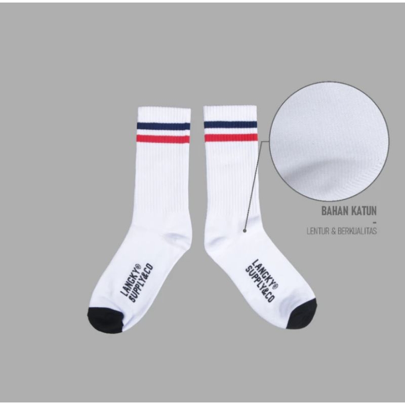 Kaos Kaki Panjang Pria Wanita Langky ADLO ST DBR Putih