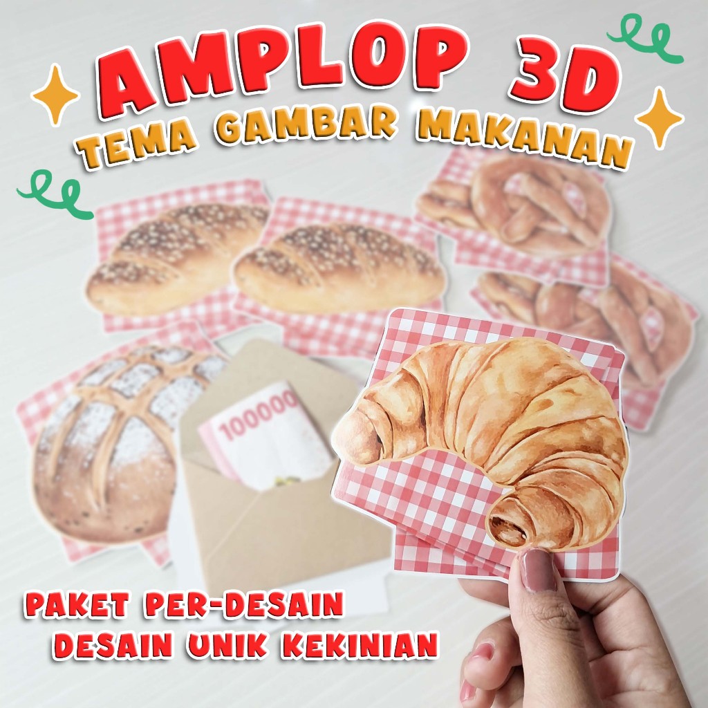 

AMPLOP 3D CUSTOM - AMPLOP 3D VIRAL KEKINIAN TEMA MAKANAN KUE KERING