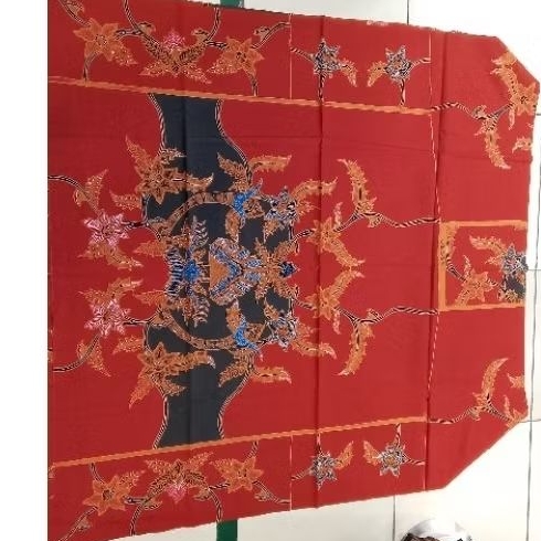 bahan katun full tulis batik solo warna merah