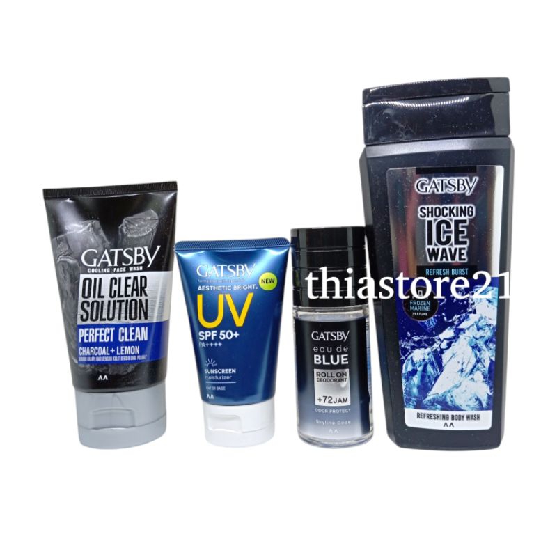 Paket Skincare Gatsby Skincare Untuk Pria + Body Wash + Parfum