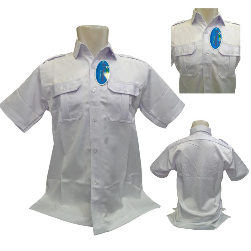 Baju Putih PNS ASN lengan pendek  Atasan Kemeja Kerja Pria Seragam Baju Dinas  Putih Pria
