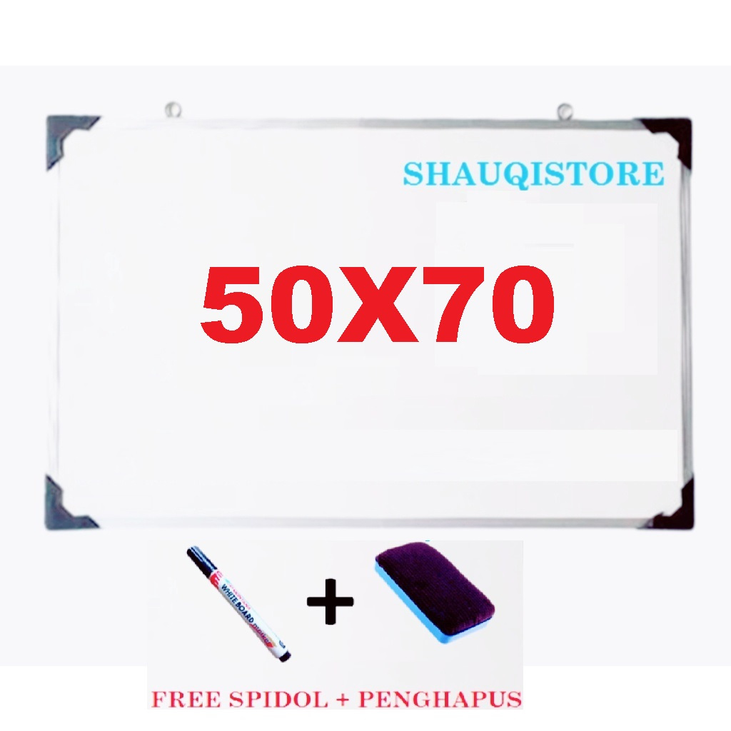 

(FREE SPIDOL DAN PENGHAPUS) Papan Tulis Spidol dan Kapur Whiteboard / Blackboard Ukuran 50X70, 60X80, 30X50, 40X60 CM BACA DESKRIPSI!!