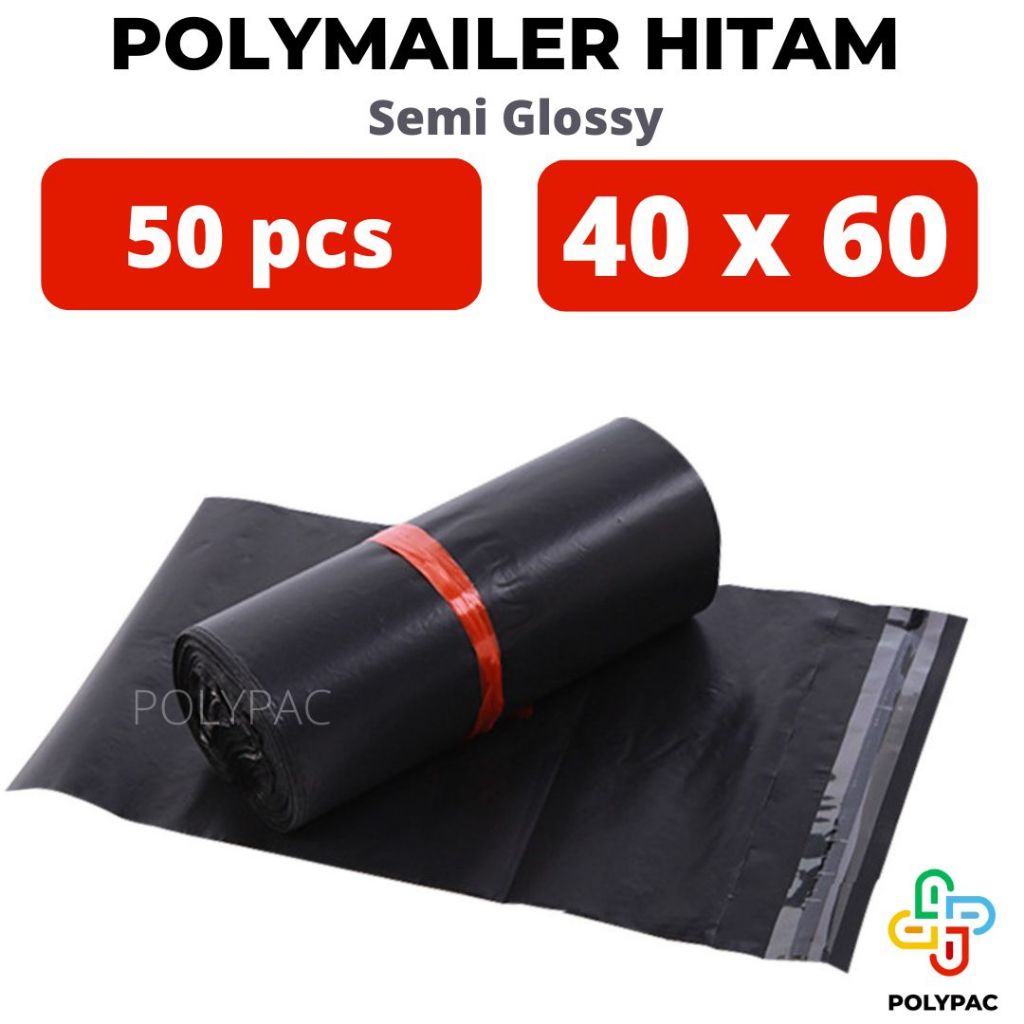 

Plastik Polymailer Hitam Semi Glossy LDPE [40x60] isi 50 pcs - Bungkus Plastik Packing Online