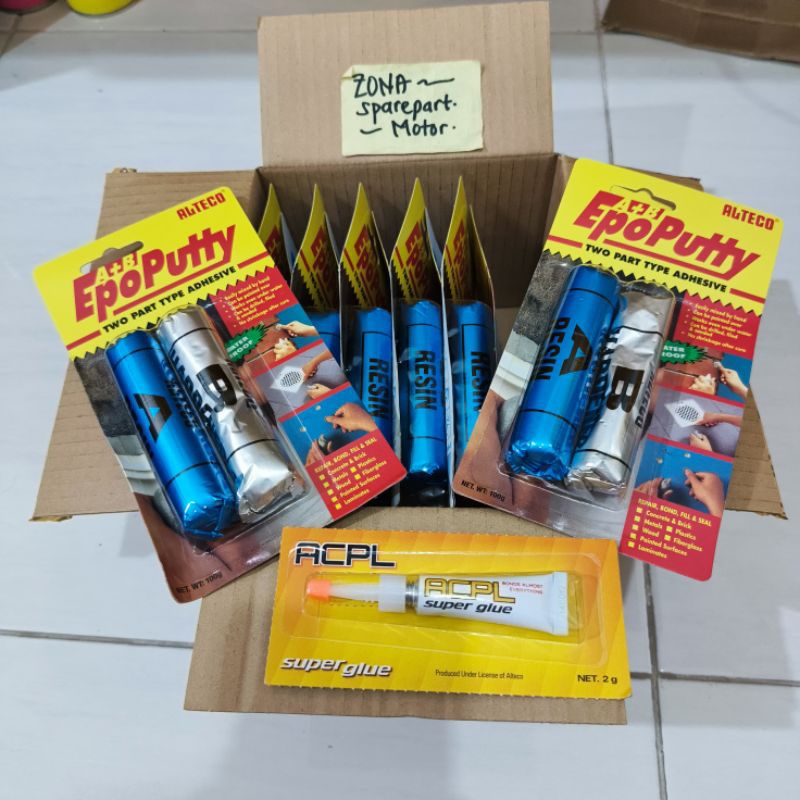

DEMPUL TAMBAL TANGKI Epo Putty 100 gram Alteco asli PROMO (BELI 6 BONUS 1 lem Super Glue)
