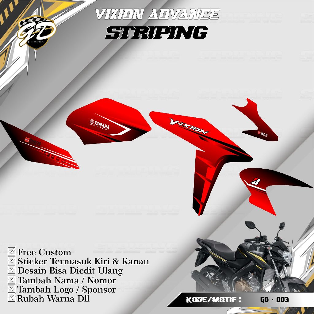 STRIPING VIXION NVA - Striping Vixion Advance - Stiker Striping Variasi Vixion NVA 2015 2016 2017