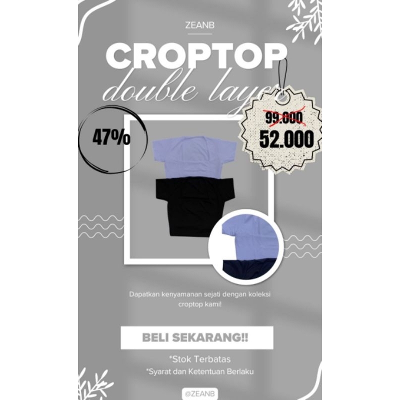 CROP TOP JERSEY SQUARE KOREA  || CROP TOP KEKINIAN || CROP TOP DOUBLE LAYER