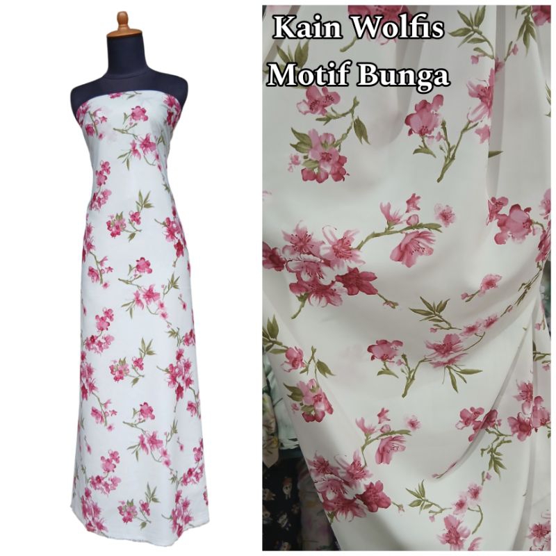 Kain wolfis motif bunga Lebar 150cm