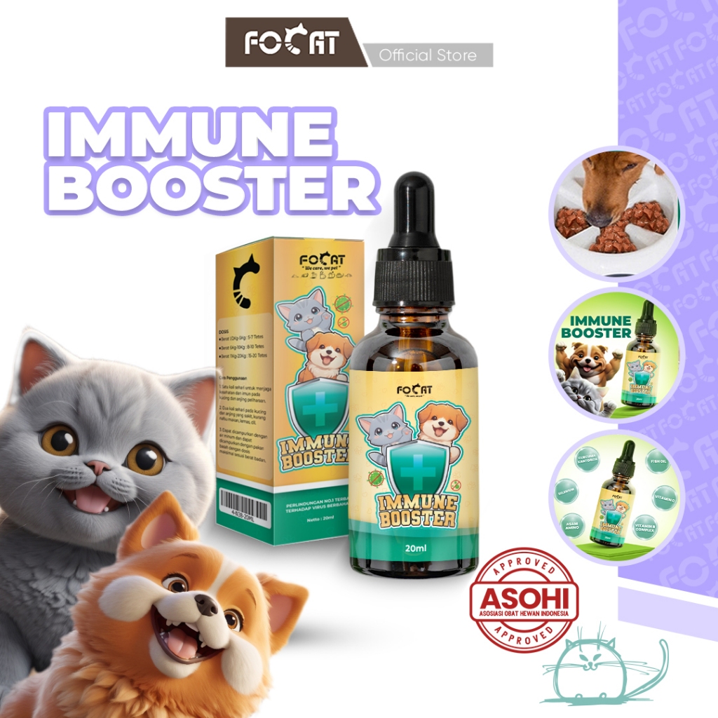 FOCAT Vitamin Tetes IMUNITAS Kucing Anjing N38 Suplemen Daya Tahan Tubuh Hewan Peliharaan