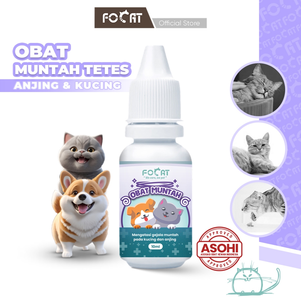 [ASOHI CERTIFIED] FOCAT Obat Tetes Muntah Akibat Infeksi Pencernaan dan Stress Untuk Kucing & Anjing N45 10ml