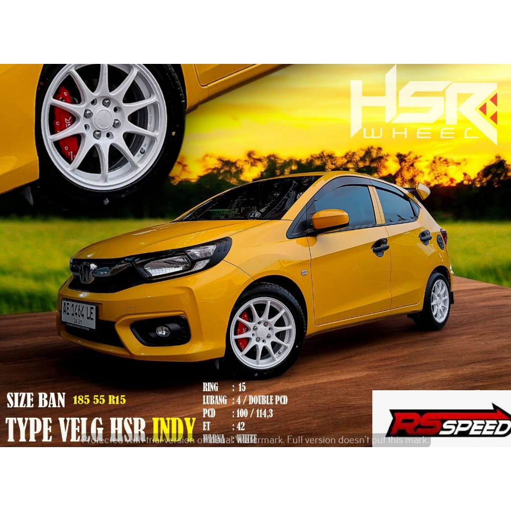 PAKETAN VELG DAN BAN MOBIL BRIO MURAH PELEK HSR INDY RING 15 DAN BAN ACCELERA 185 55 R15