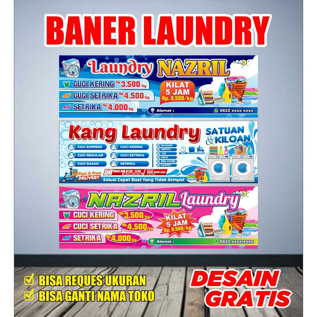 Spanduk Banner Laundry Cucian Custom