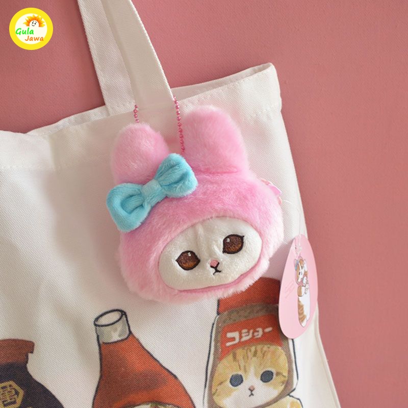 Tas Pouch Gantungan Dompet Koin Bulu Sanrio X Mofusand/ Cute pouch key chain Sanrio X Mofusand Kurom